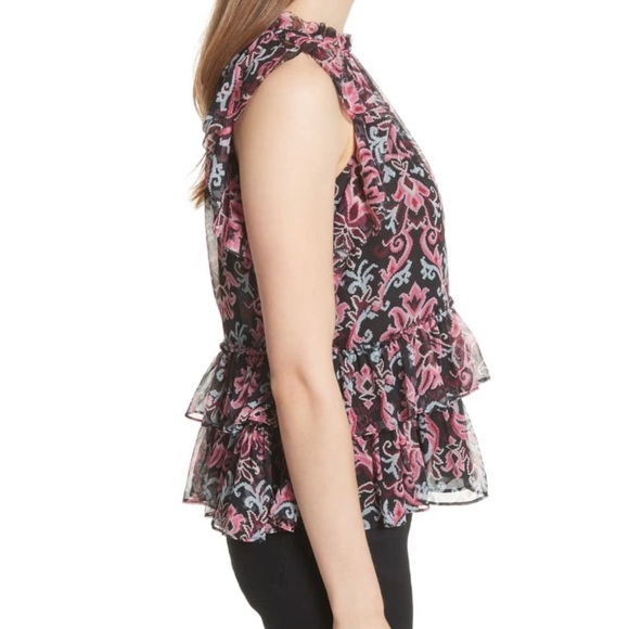 KATE SPADE Silk Tapestry Chiffon Ruffle Top - Picture 4 of 14